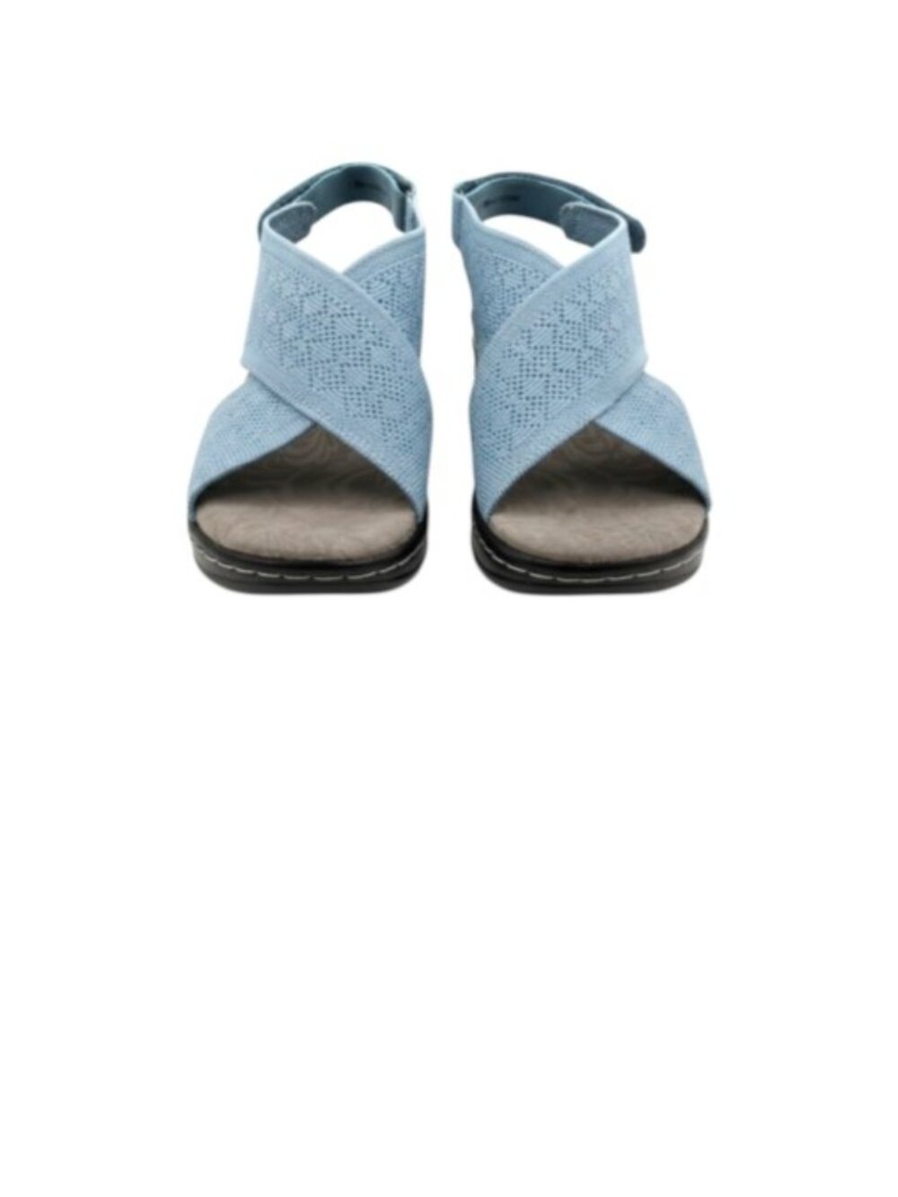 JBU by Jambu Alyssa Blue Knit Crisscross Wedge Sandals Slingback Comfort Shoes